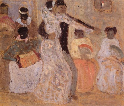 El tango, oil on canvas by Pedro Figari (Uruguay, 1861-1938). The painting depicts the humble origins of the dance and its significance as a unifying force in the region